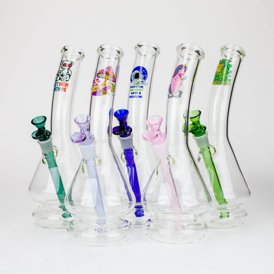 12" 2-in-1 Beaker Glass Bong - Cartoon Design_0