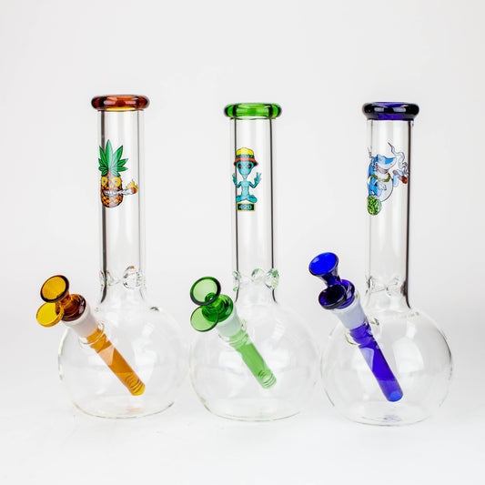 10" Cartoon Design Colorful Glass Bong_0
