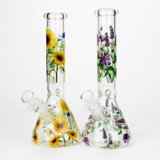 10" Glow in the dark Glass Bong With Flower Design [BH1061/062]_0