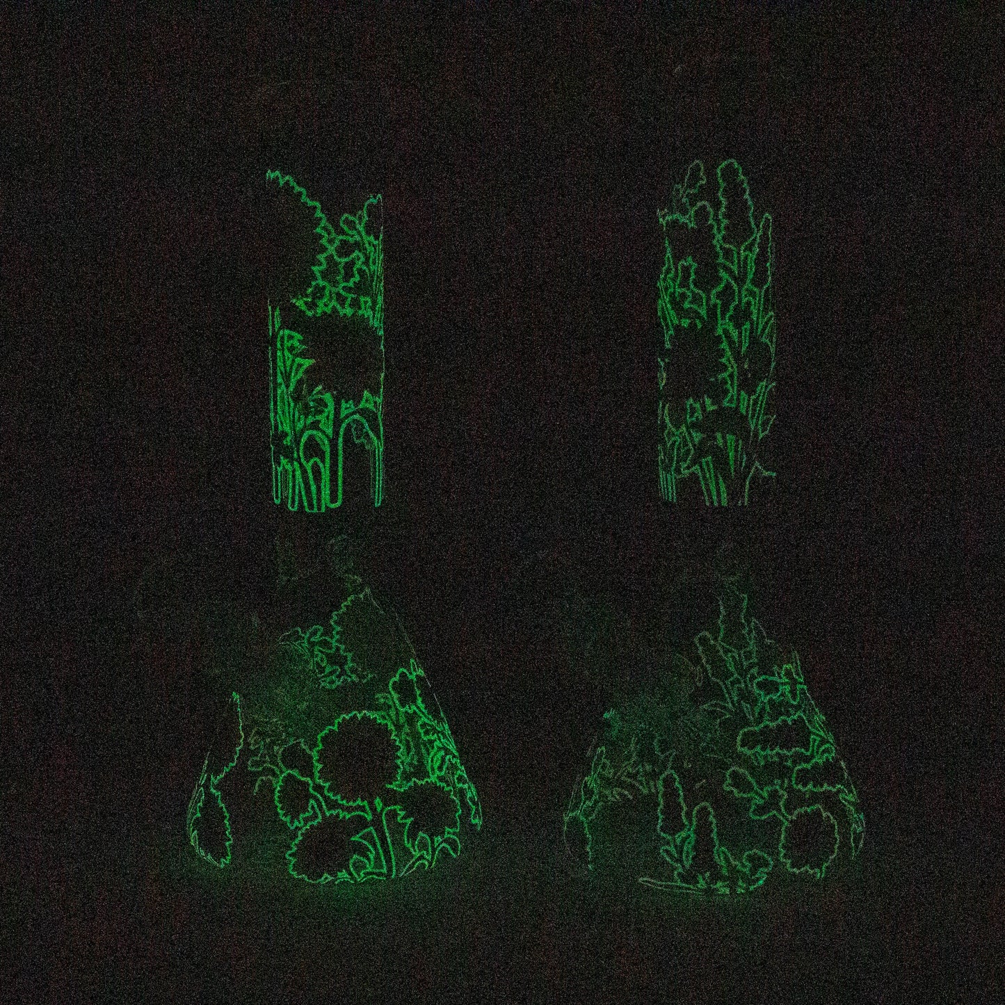 10" Glow in the dark Glass Bong With Flower Design [BH1061/062]_2