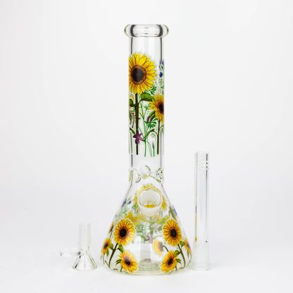 10" Glow in the dark Glass Bong With Flower Design [BH1061/062]_1