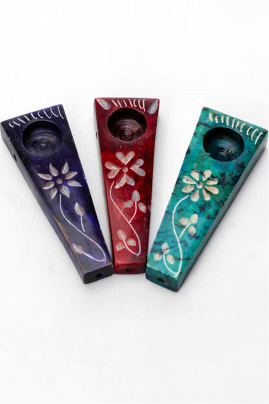 Flower Engraved Stone Pipe Pack of 3_0
